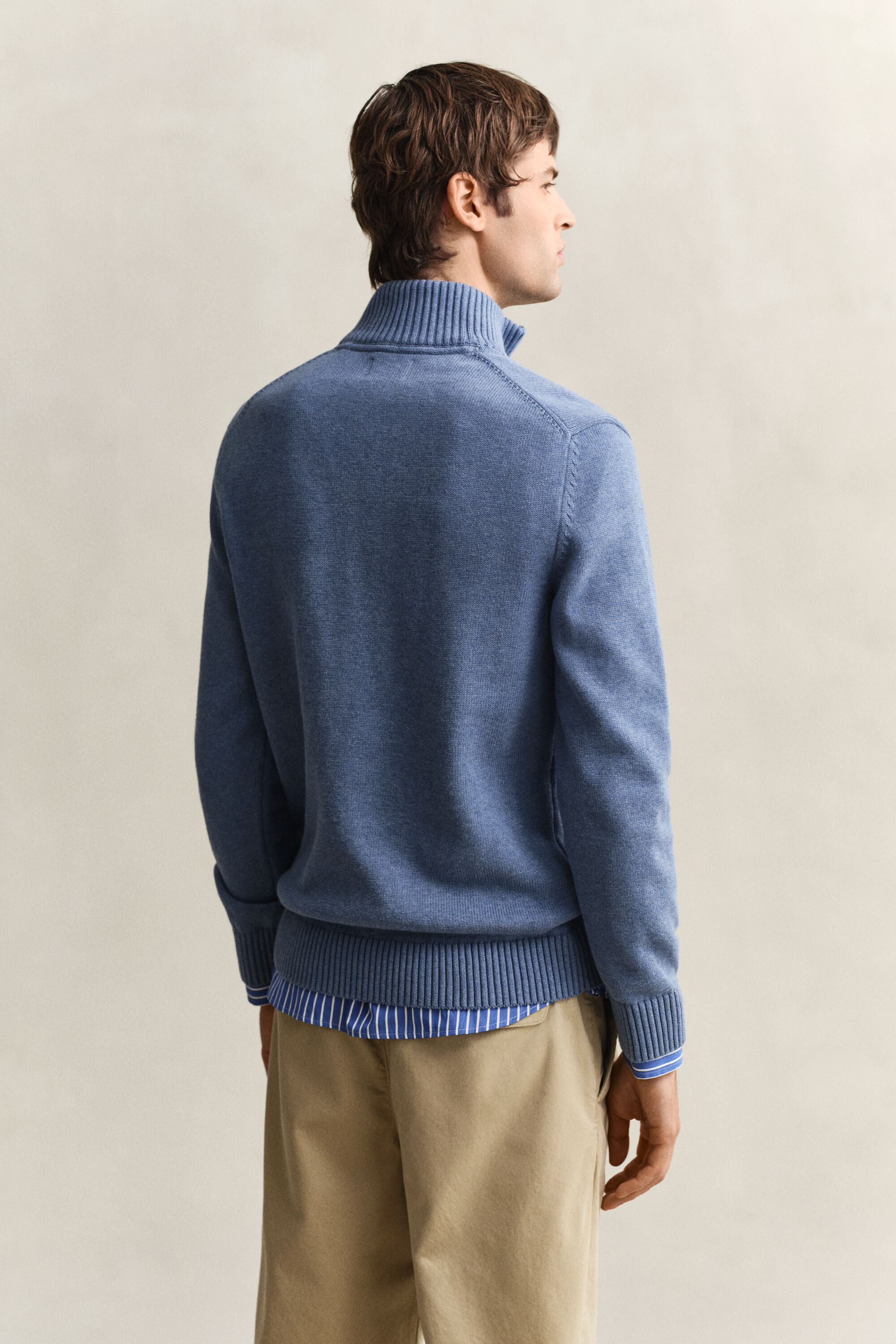 Casual katoenen trui met korte rits