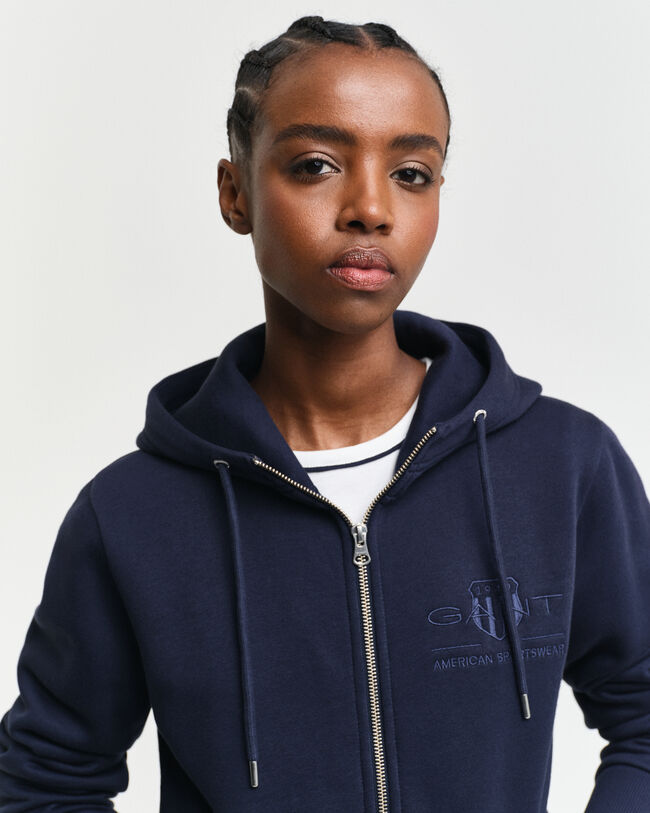 Tonal Shield hoodie met ritssluiting