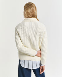 Katoenen Textured sweater met korte rits