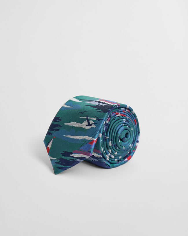 Zijden stropdas met Sailing-print