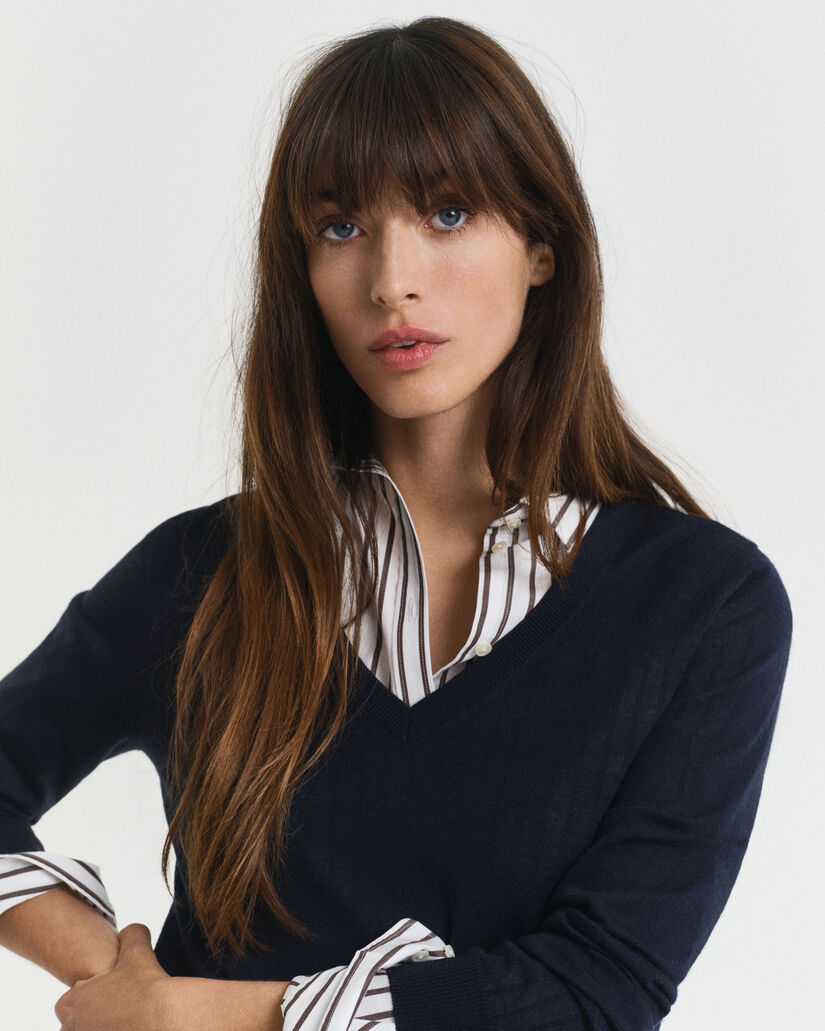 Trui met V-hals van extra zachte merinoswol