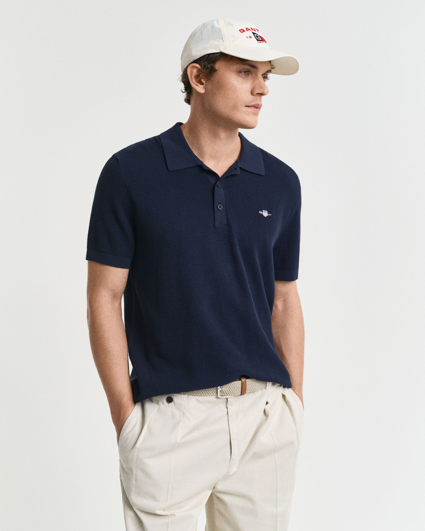 Micro Textured poloshirt van katoen