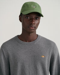 Texture sweater met ronde hals van katoen