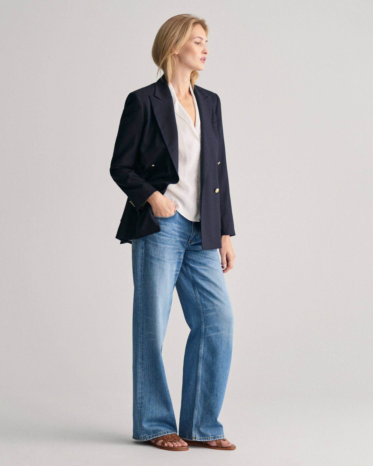 Relaxed Fit linnen blouse met korte mouwen