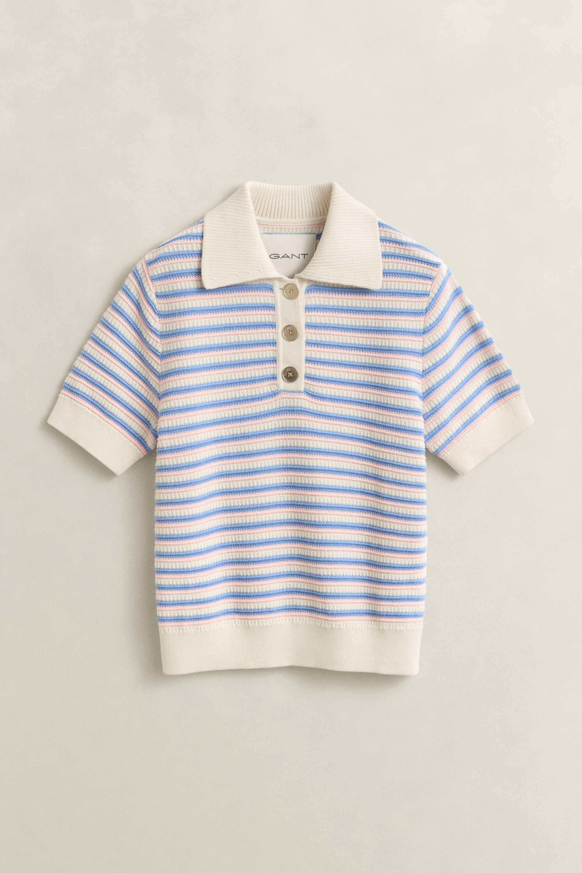Meerkleurig gestreept T-shirt met textuur
