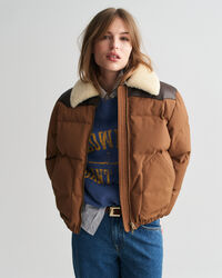 Gewatteerd jack met kraag met nepbont