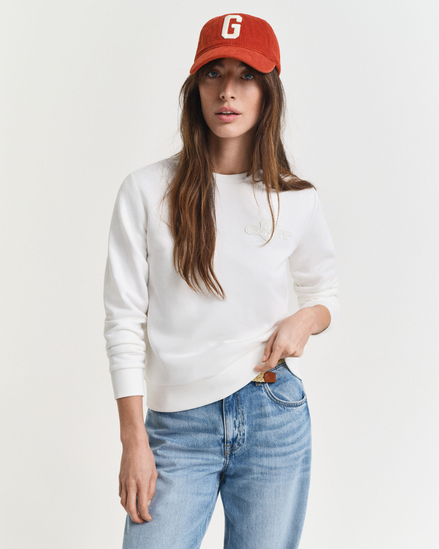 Tonal Shield sweatshirt met ronde hals