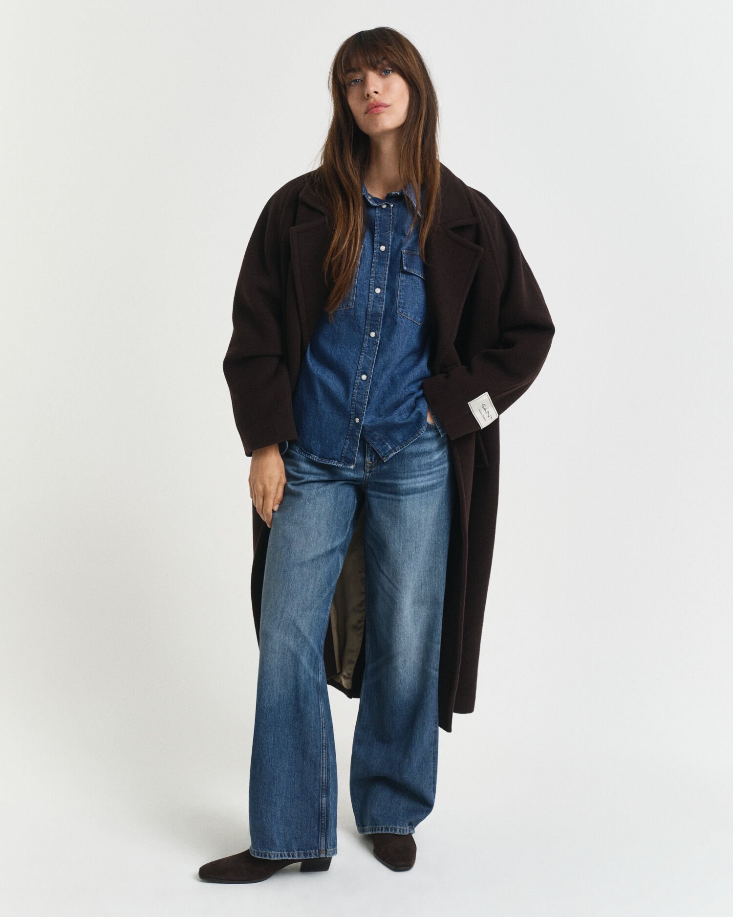 Regular Fit denim overhemd met pofmouwen