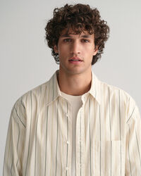 Oversized gestreept overhemd van compact poplin