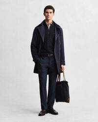 Kabelgebreide trui met korte rit van katoen