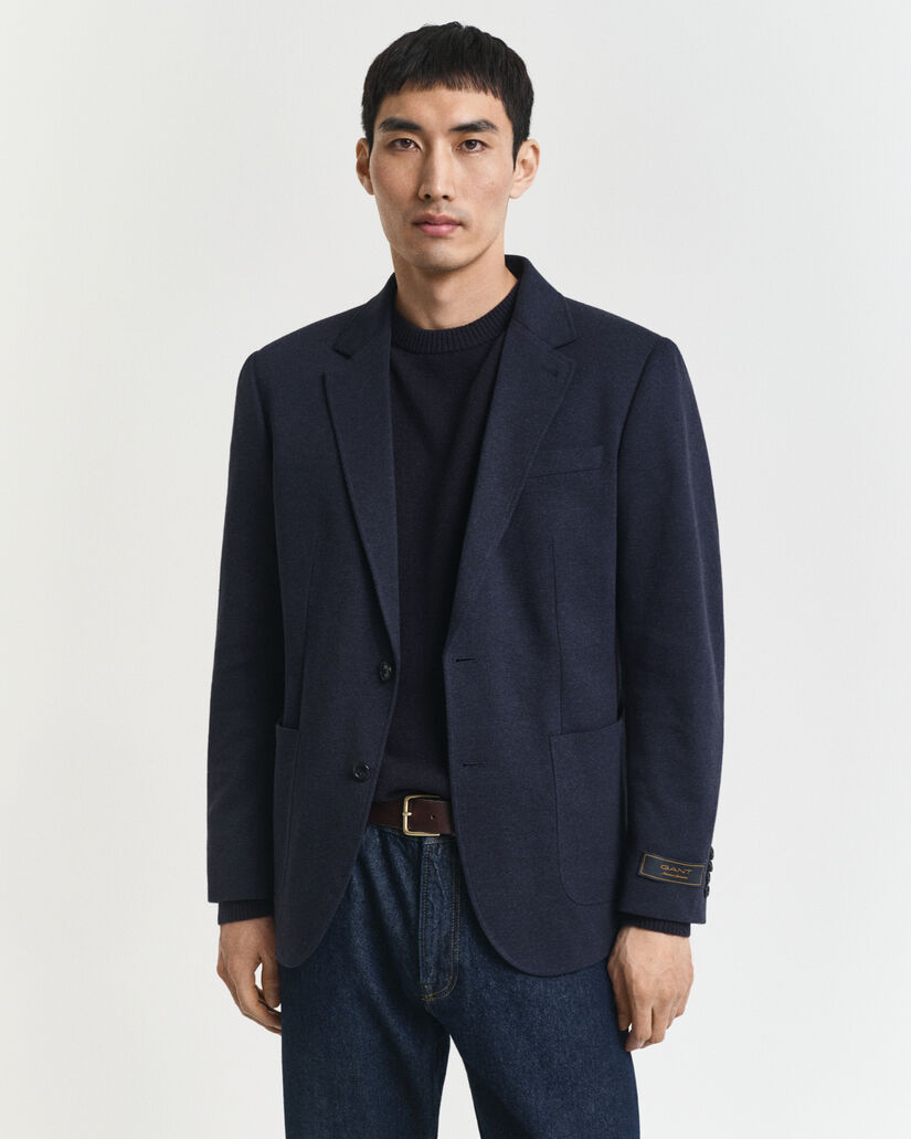 Tweekleurige Slim Fit jersey piqué blazer