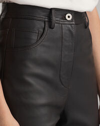 Cropped leren broek met hoge taille