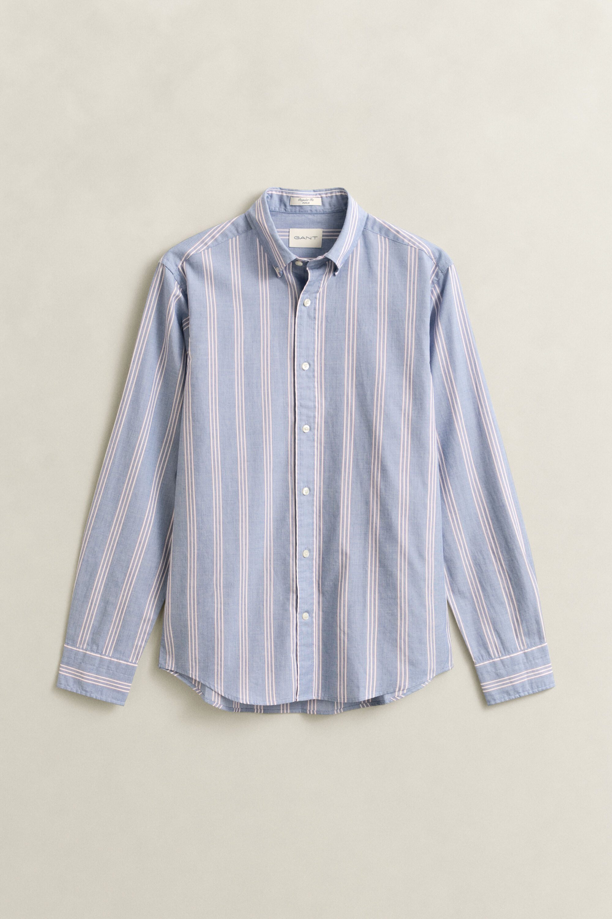 Regular Fit fil-à-fil poplin overhemd met strepen