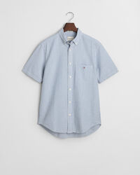 Regular Fit gestreept seersucker overhemd met korte mouwen