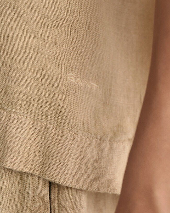 Teen Girls vierkant linnen overhemd met korte mouwen