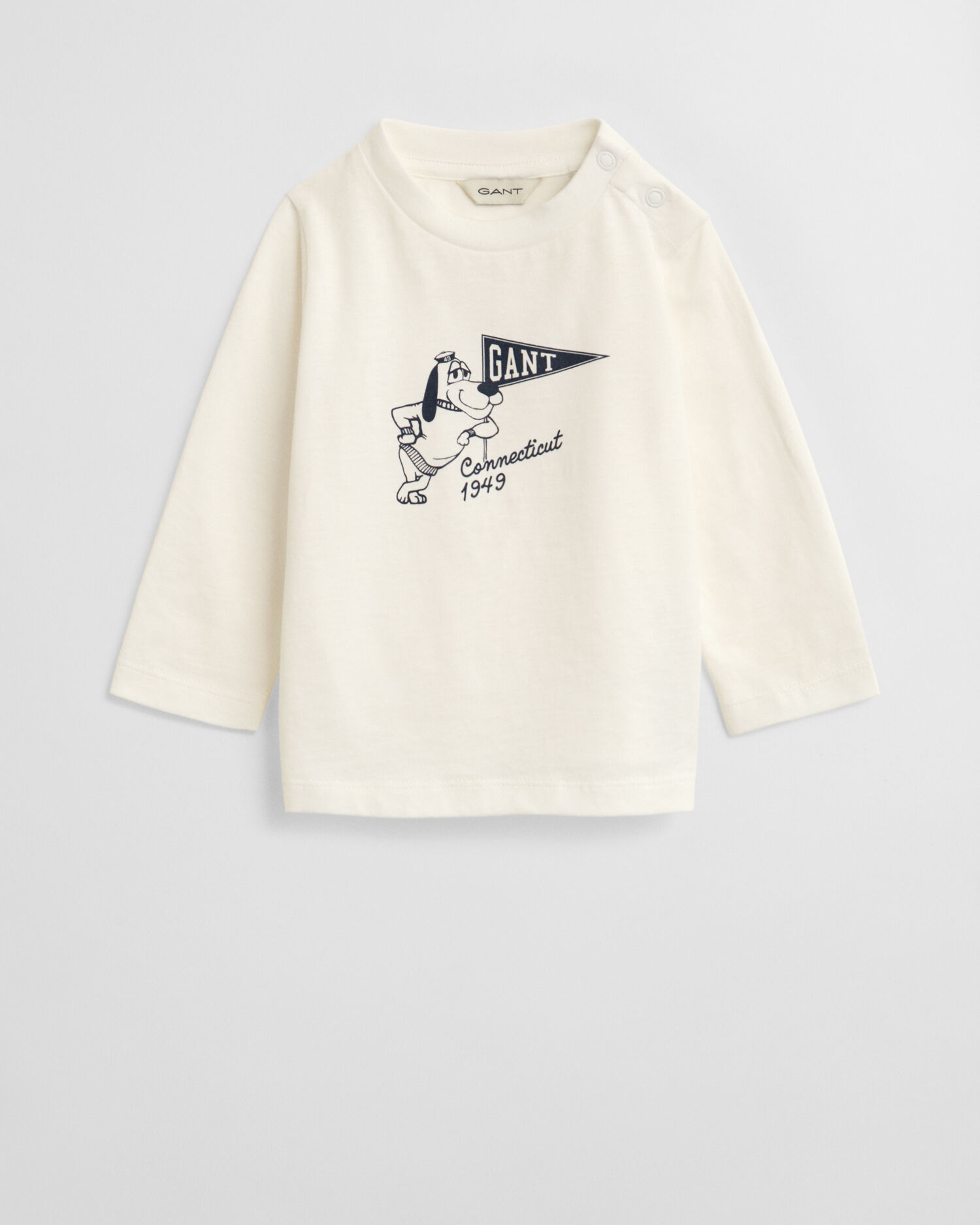 Babyshirt met grafische hondenprint en lange mouwen