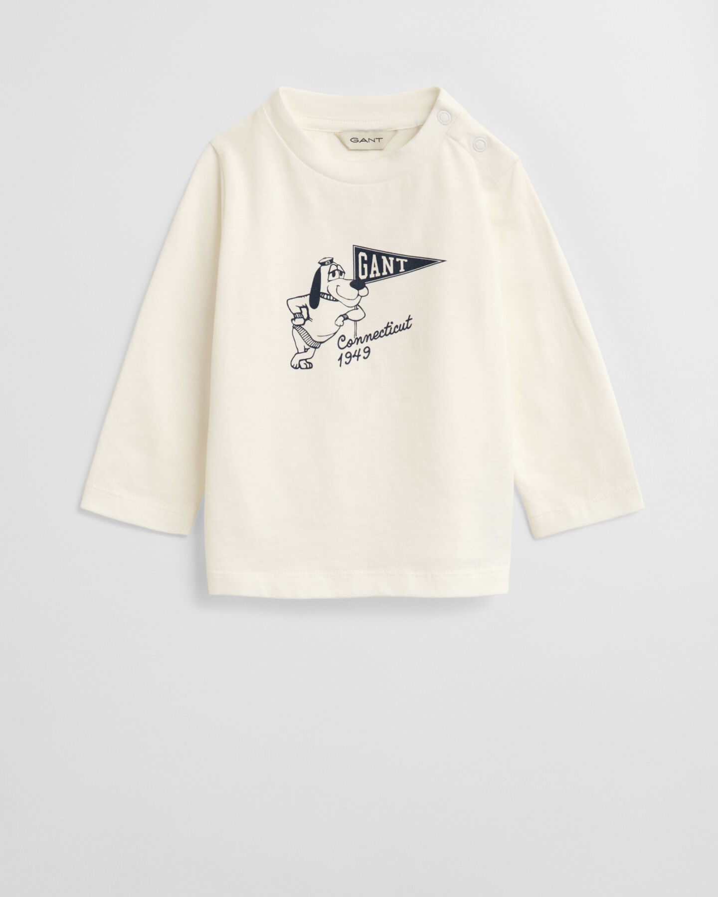 Babyshirt met grafische hondenprint en lange mouwen