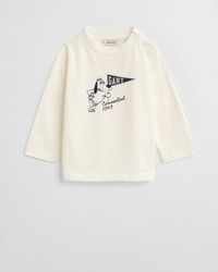 Babyshirt met grafische hondenprint en lange mouwen