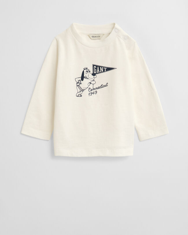 Babyshirt met grafische hondenprint en lange mouwen