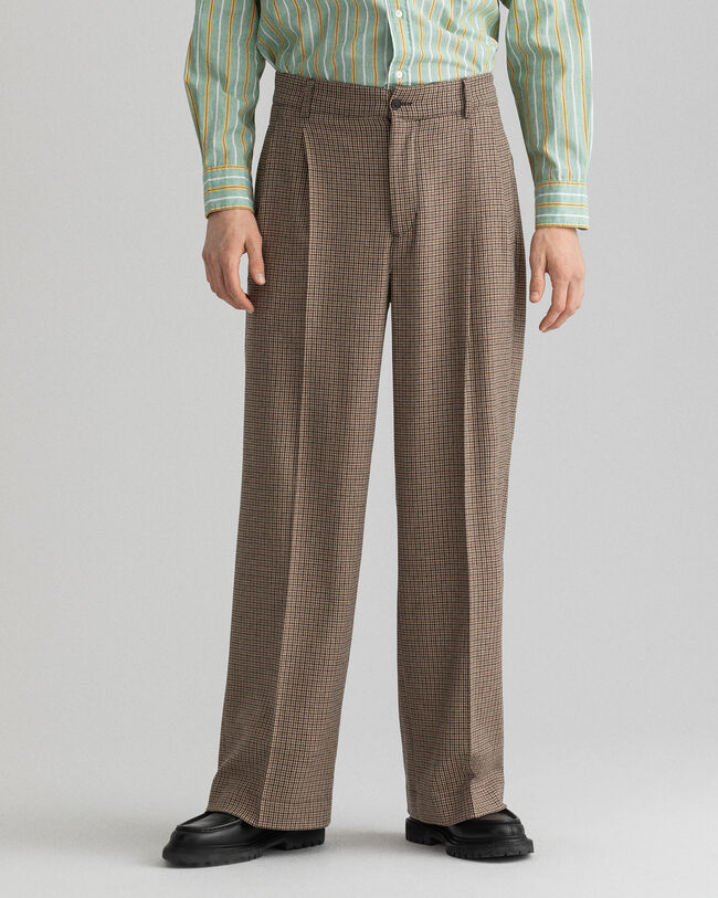 Kostuumbroek met plooien en ruitjes