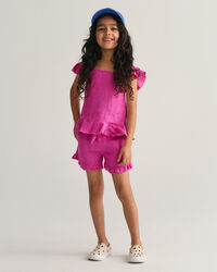 Girls linnen short met ruches