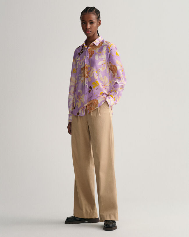 Regular Fit overhemd met bloemenprint van katoen en zijde