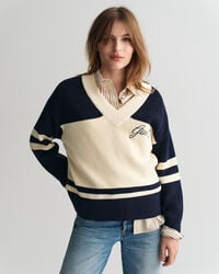 GANT Varsity sweater met V-hals van katoen