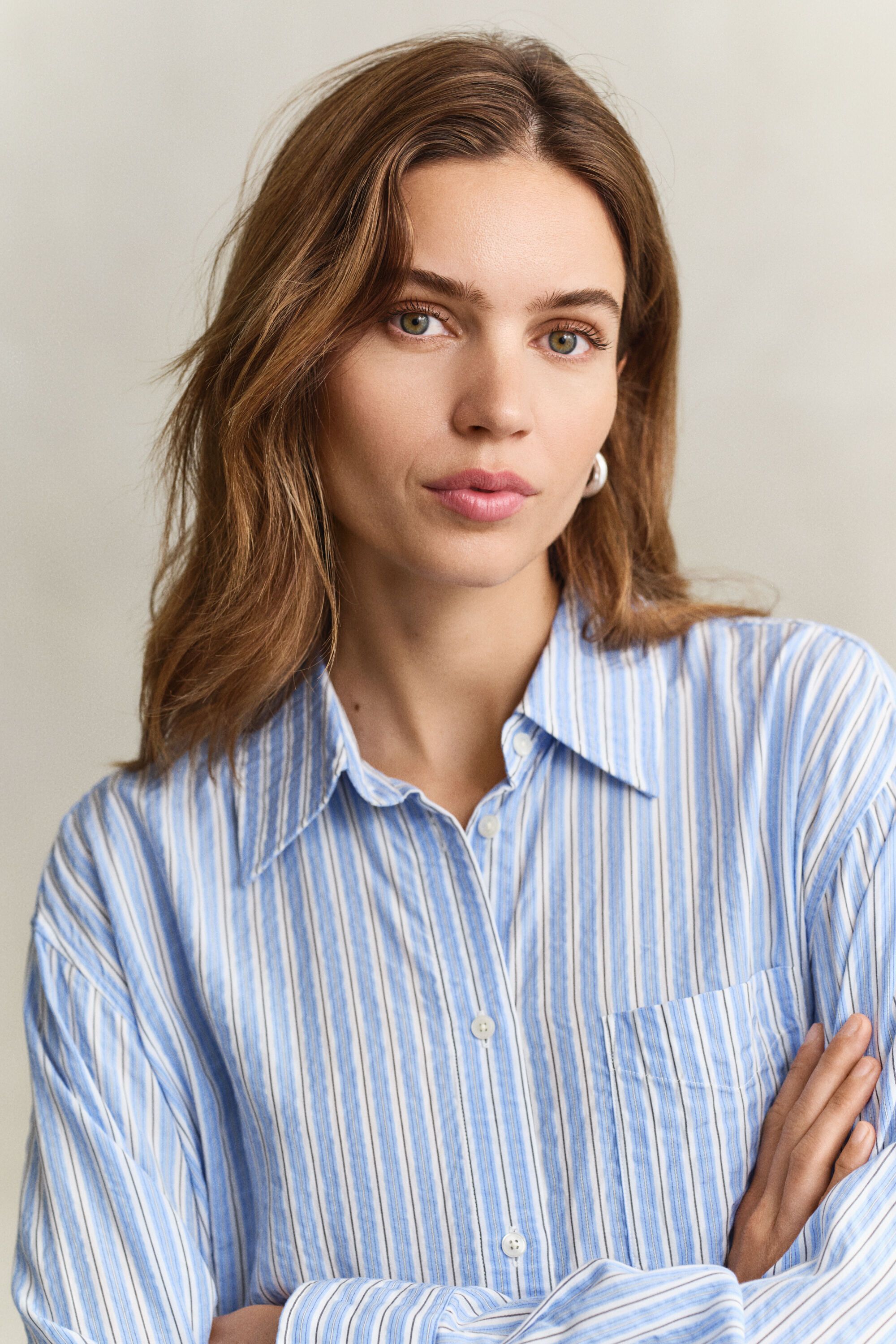 Gestreepte seersucker overoverhemdjurk