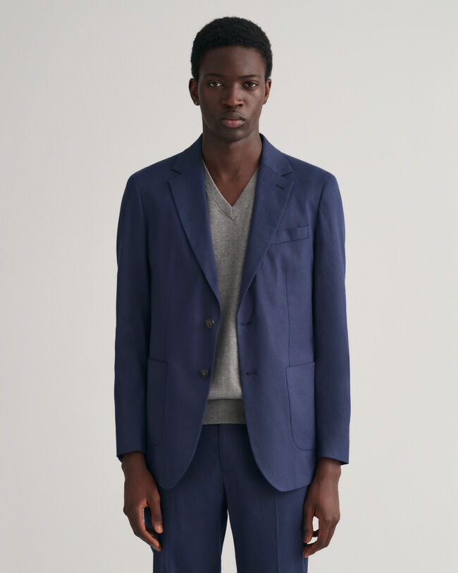 Kostuumblazer van katoen en linnen