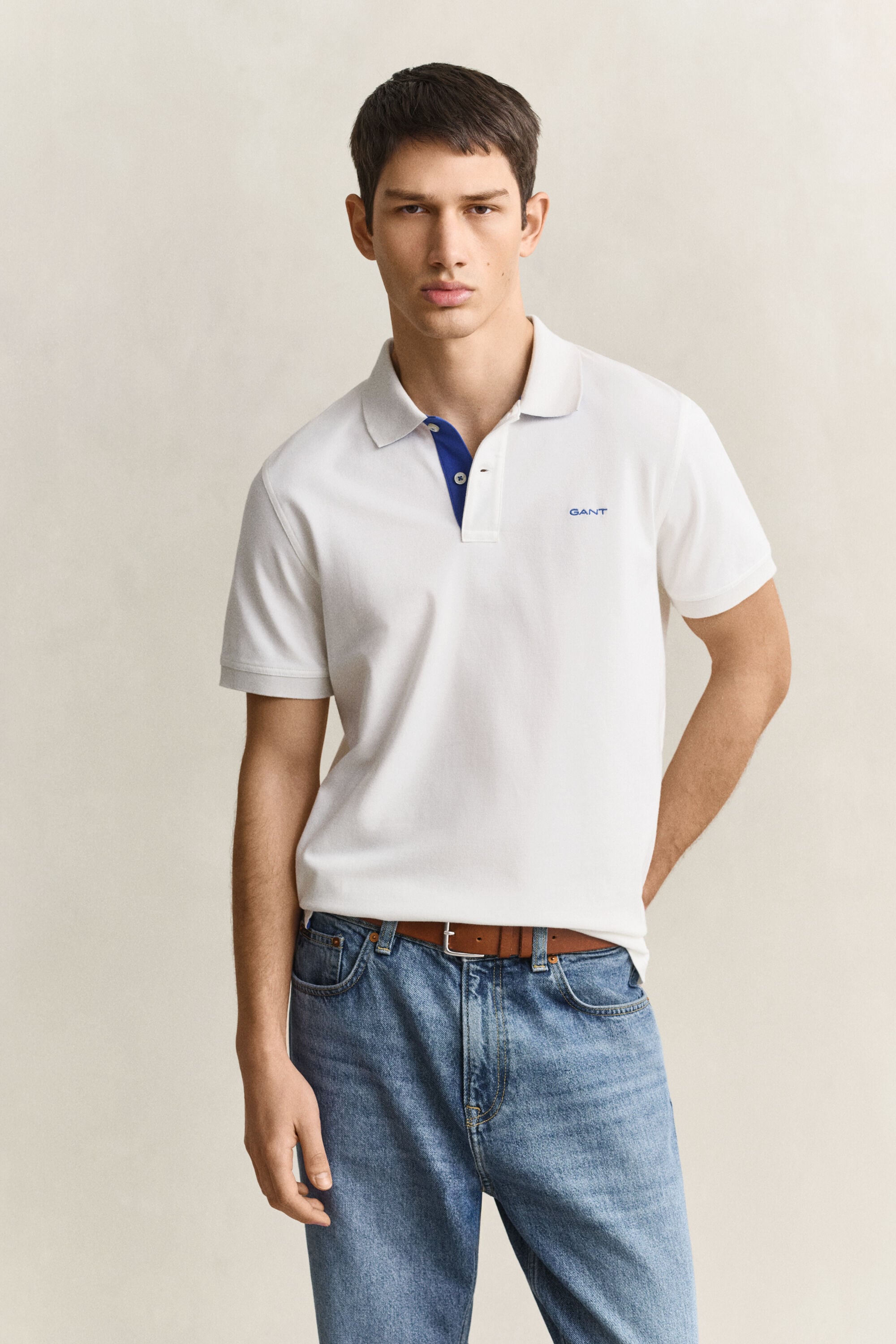 Piqué poloshirt met contrasterend detail