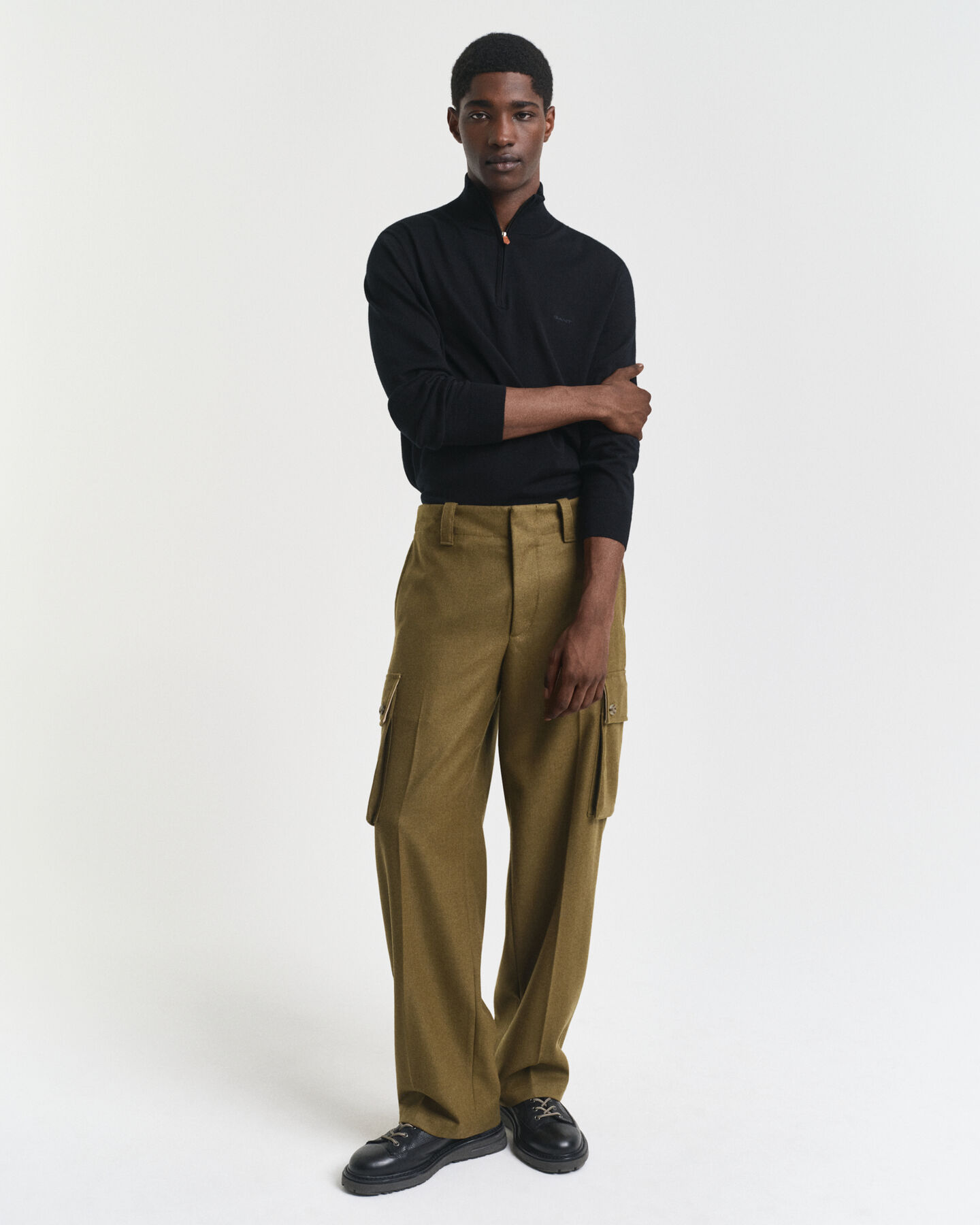 Trui met korte rits van extra fijne merinoswol