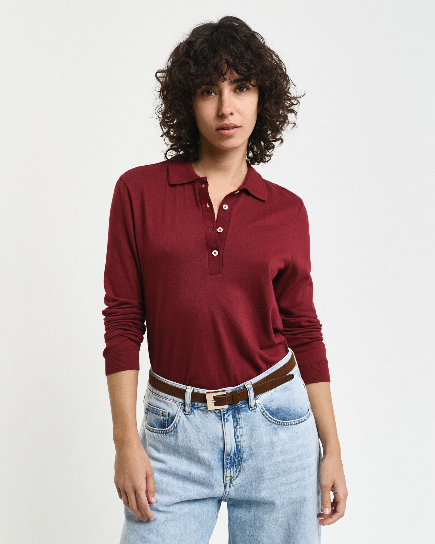 Naadloos poloshirt met lange mouwen