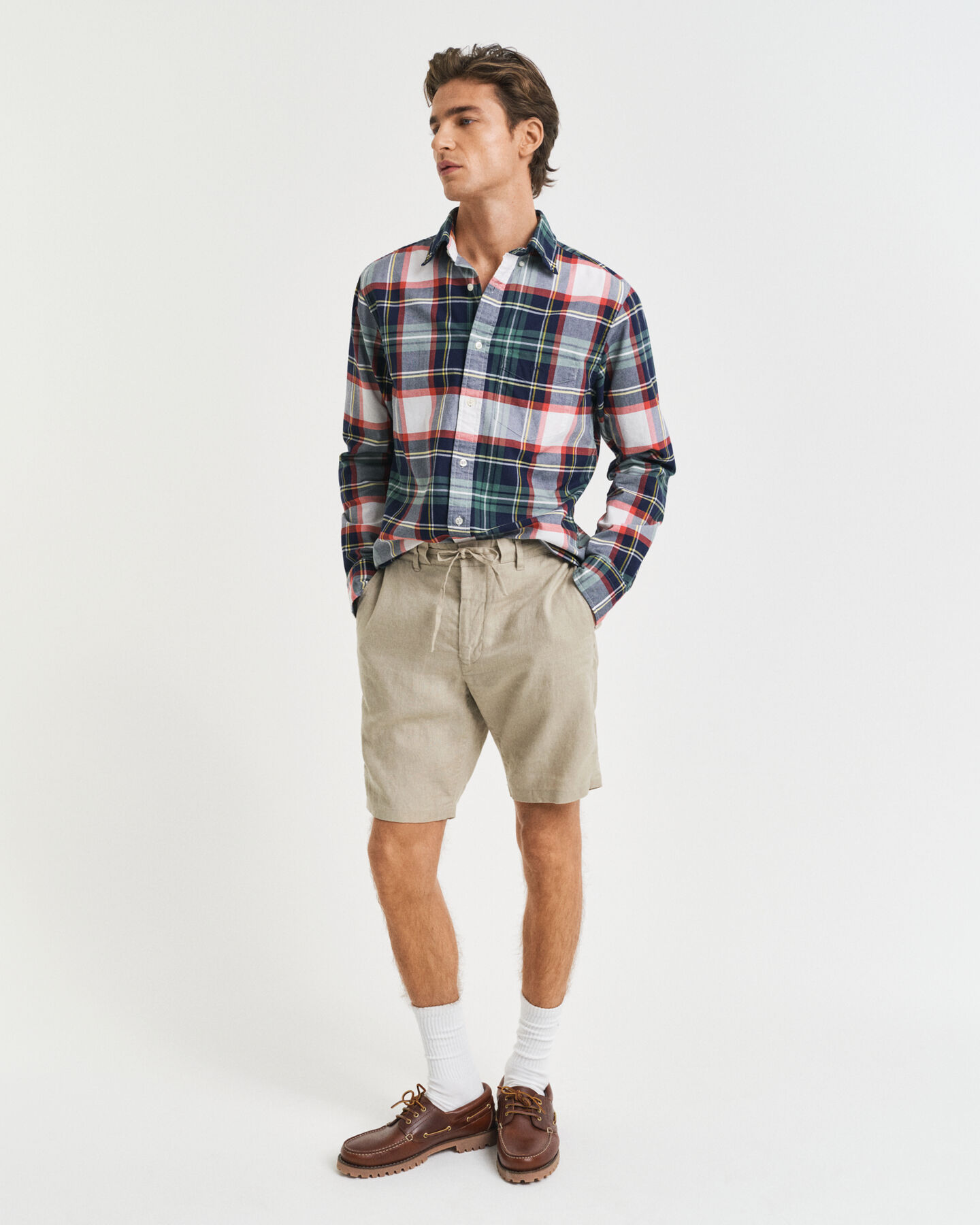 Relaxed Fit linnen short met trekkoordje