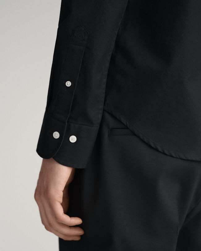 Slim Fit effen overhemd van keperstof