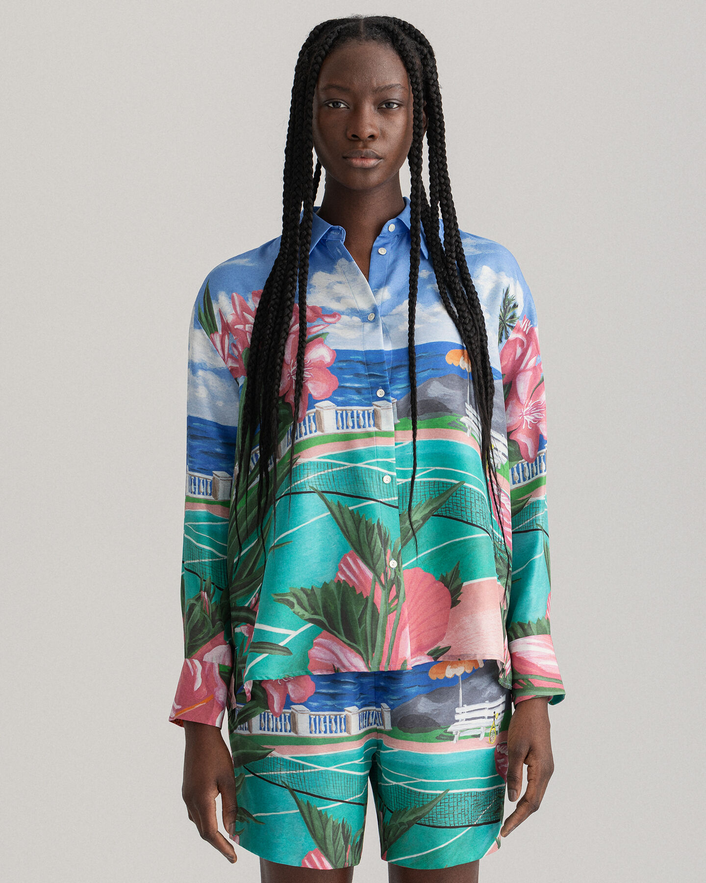 Scenery-print overhemd van zijde