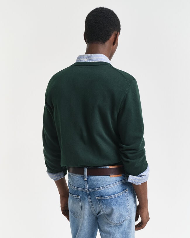 Klassieke sweater van katoen met V-hals