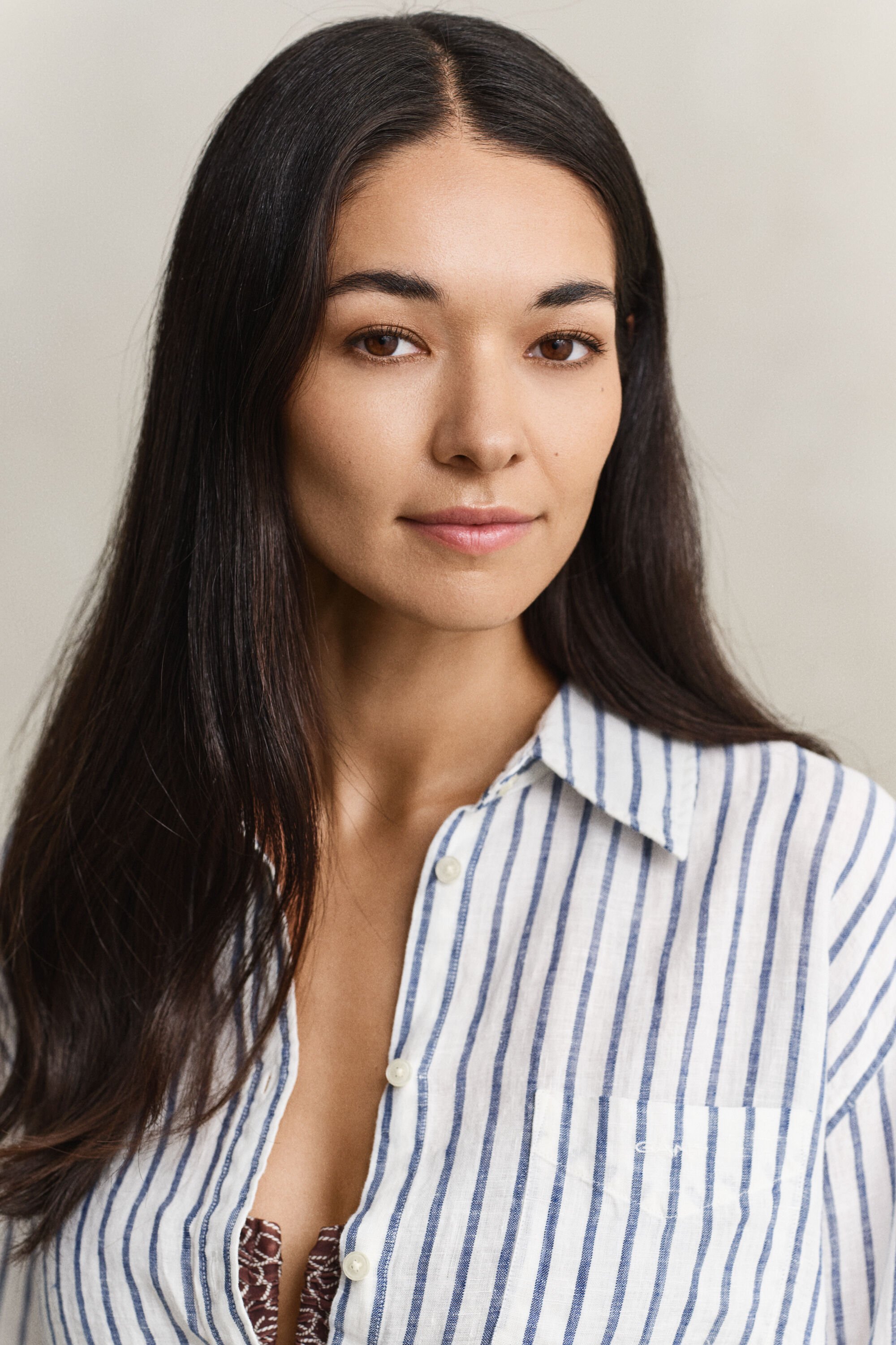 Relaxed Fit linnen overoverhemd met strepen