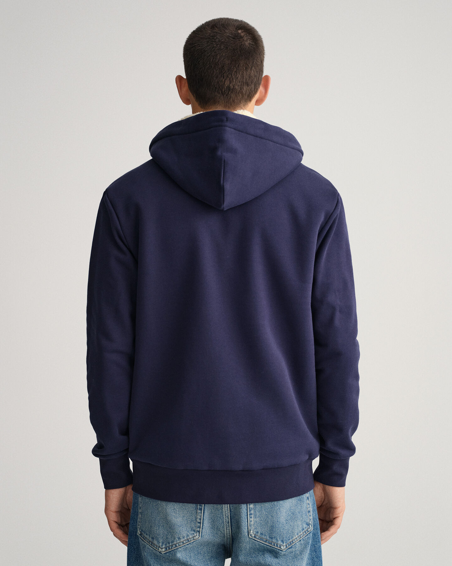 Sherpa fleece hoodie van sweatstof met ritssluiting