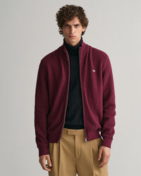 Katoenen vest met ritssluiting en textuur