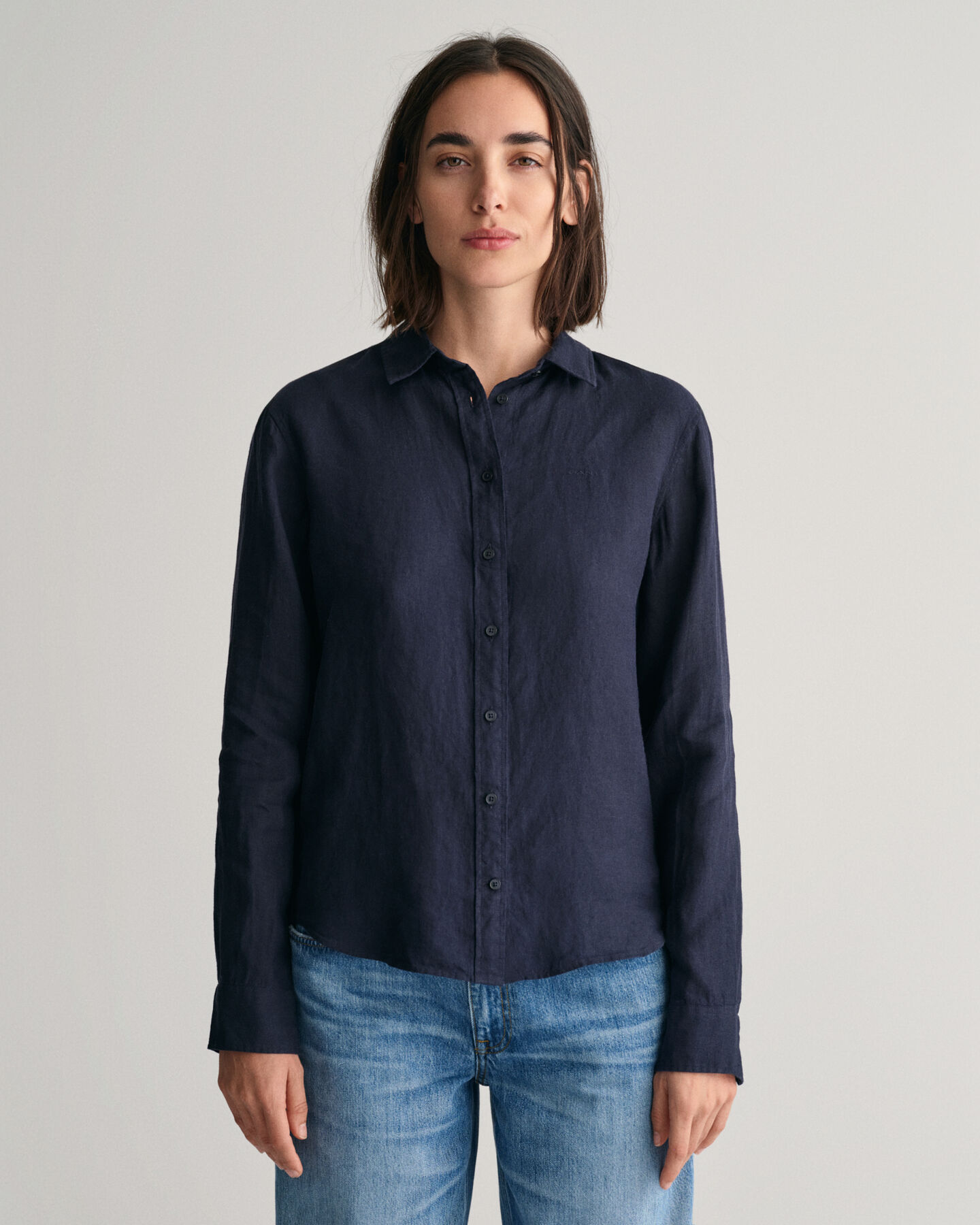 Regular Fit chambray overhemd van linnen