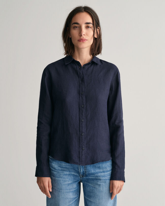 Regular Fit chambray overhemd van linnen