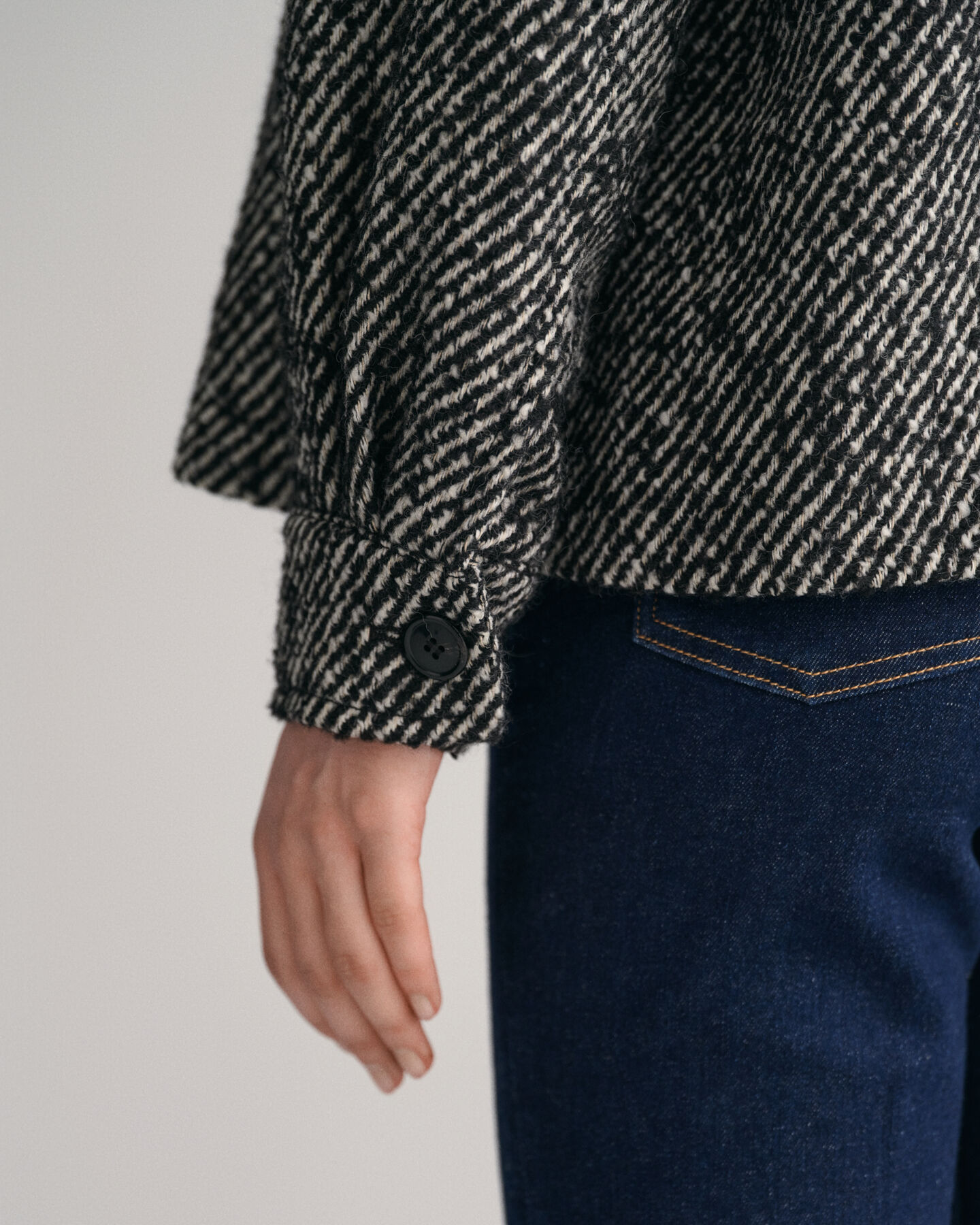 Cropped wollen jack met patroon