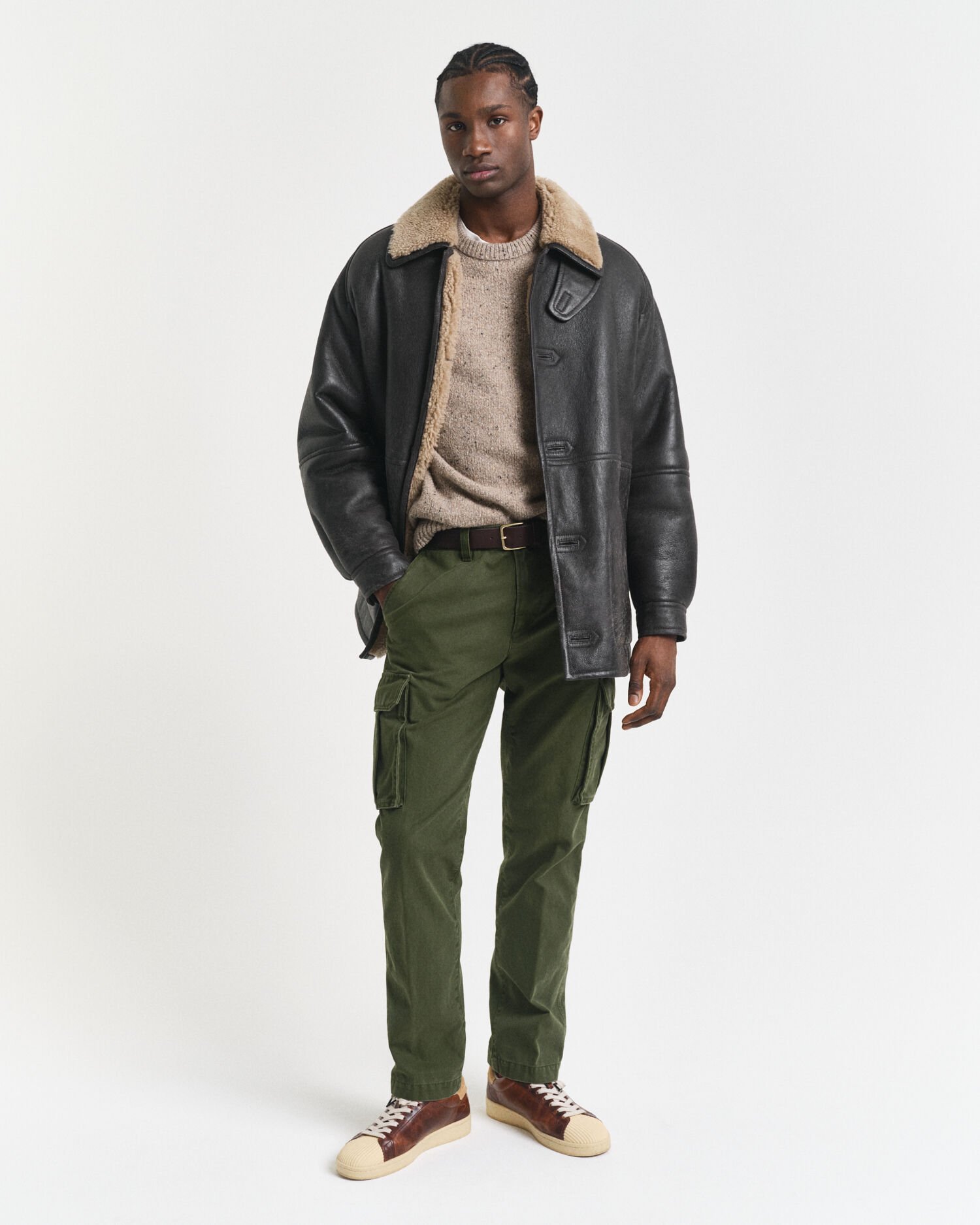 Regular Fit cargobroek van katoenkeper