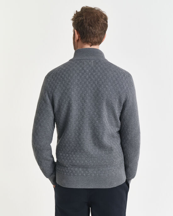 Trui met rits en microtextuur