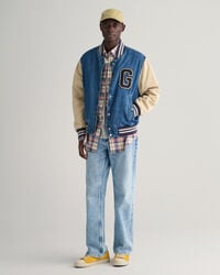 Regular Fit geruit overhemd van katoen en linnen