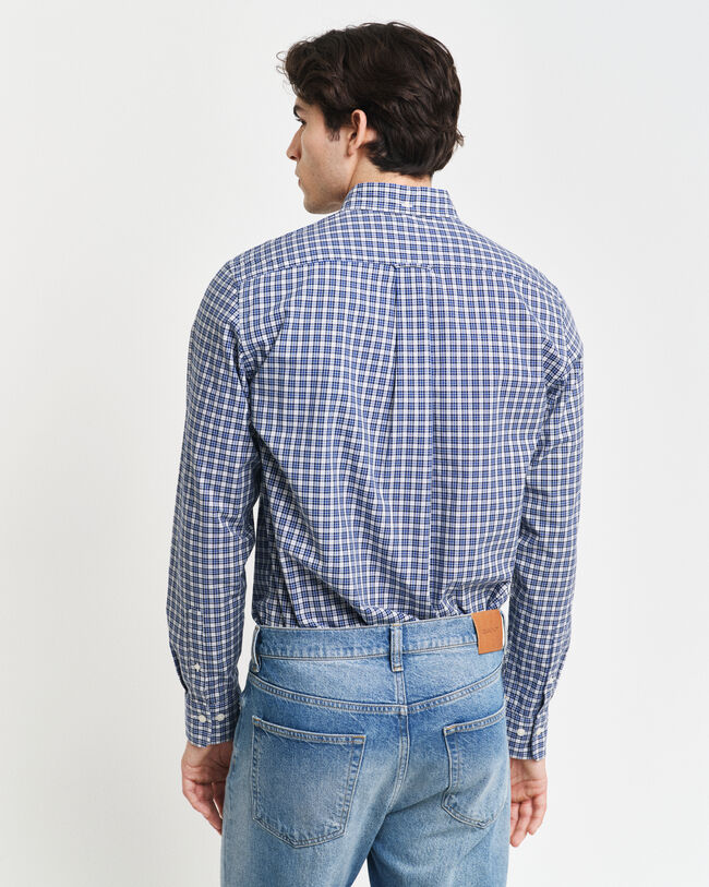 Regular Fit poplin overhemd met klein ruitje