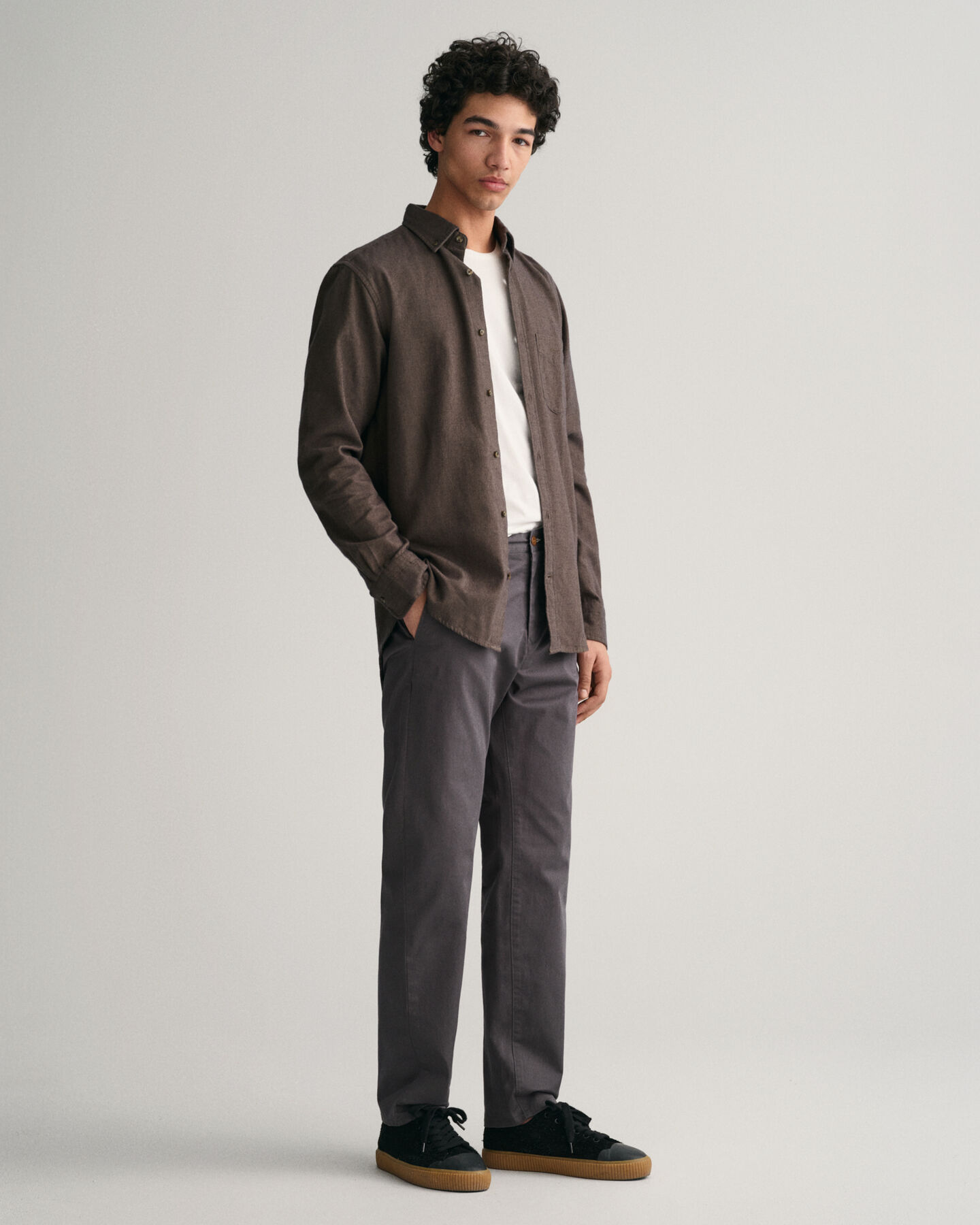 Regular Fit flanellen overhemd met visgraatmotief