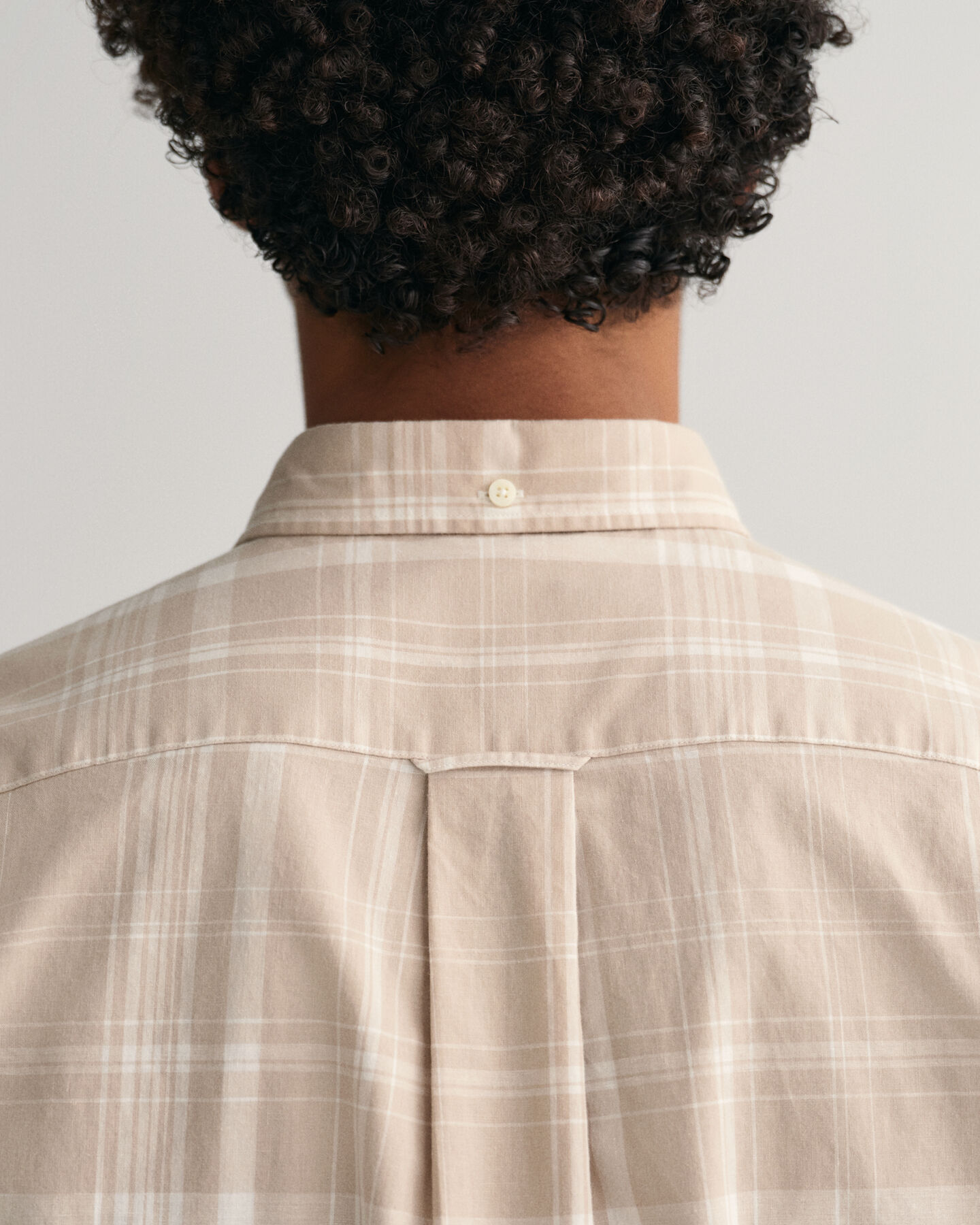 Geruit Regular Fit overhemd van katoen en linnen