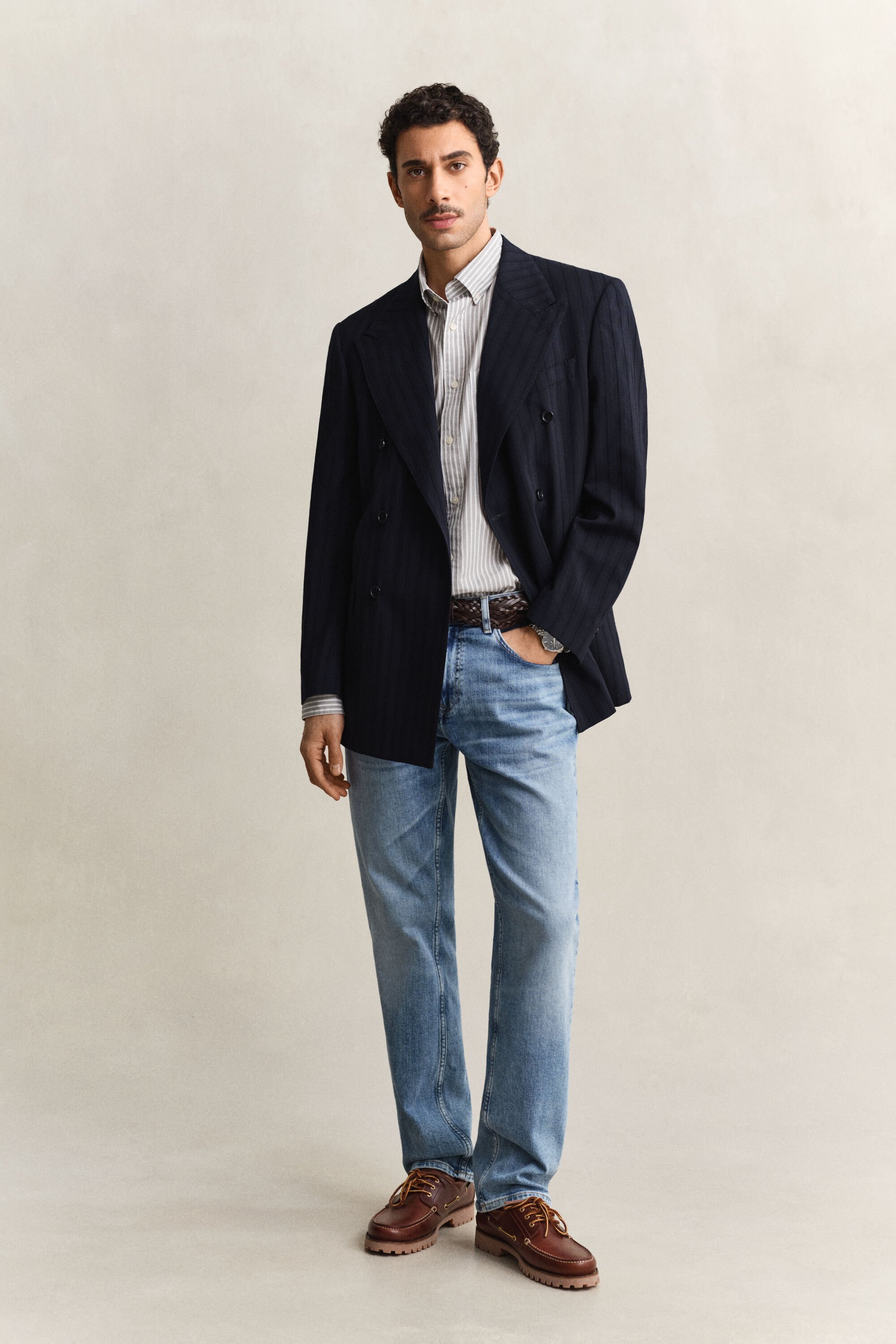 Klassiek poplin overoverhemd met strepen