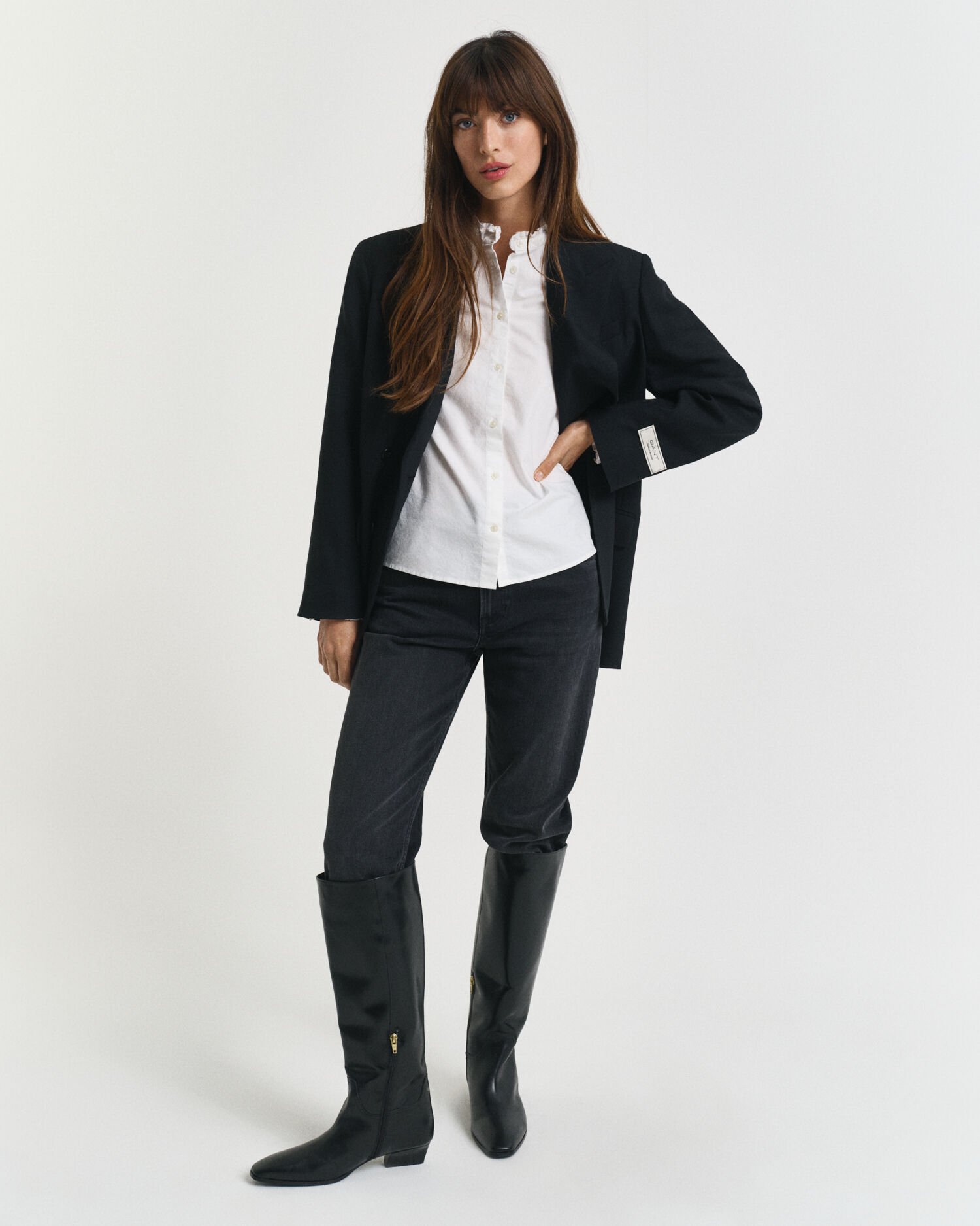 Klassieke Oxford-blouse met ruche